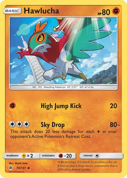 Hawlucha, Pokémon card FLI 70 — Forbidden Light set