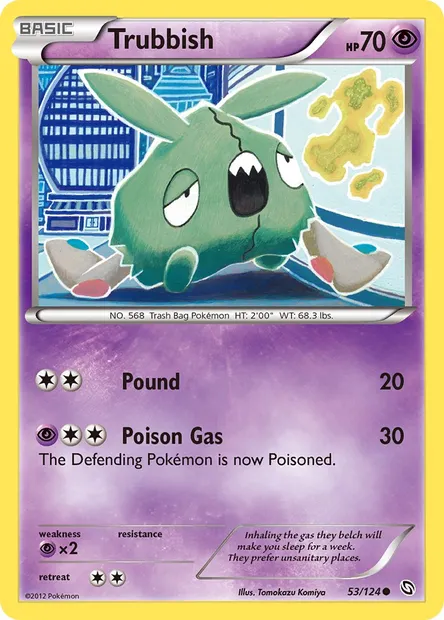 Trubbish, Pokémon card DRX 53 — Dragons Exalted set