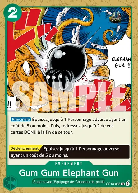 Gum Gum Elephant Gun, carte One Piece OP13-038 — extension SUCCESSEURS