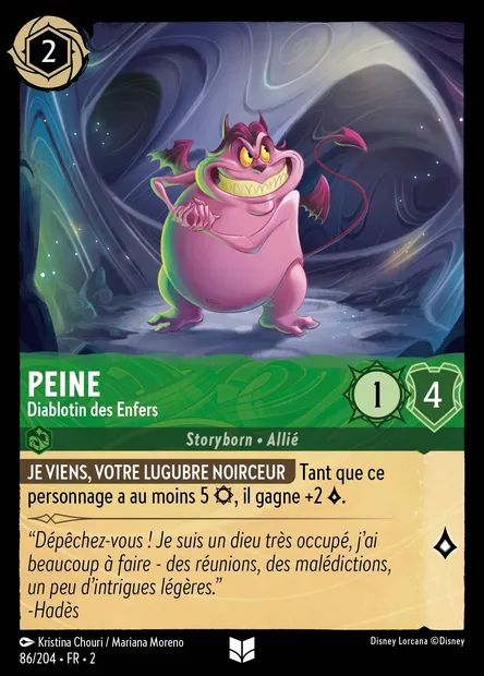 Peine - Diablotin des Enfers, carte Disney Lorcana CH2-086 — extension L'Ascension des Floodborn