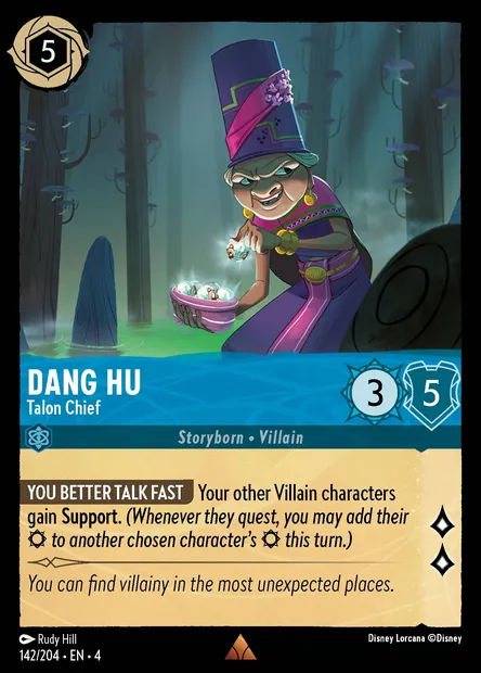Dang Hu - Talon Chief, Disney Lorcana card CH4-142 — Ursula's Return set