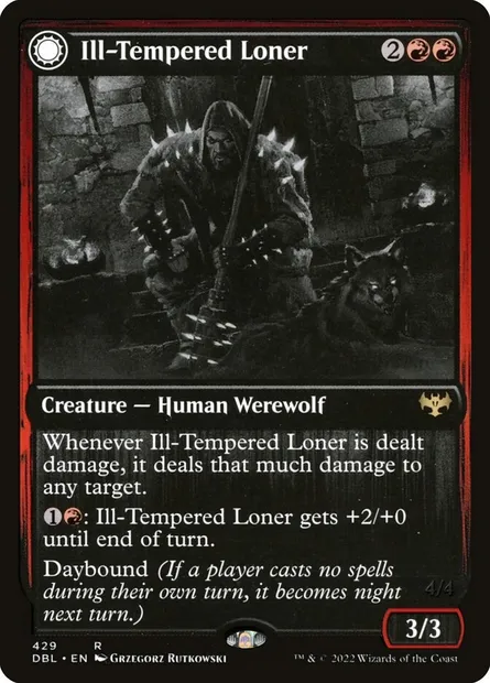 Ill-Tempered Loner // Howlpack Avenger, Magic card DBL 429 — Innistrad: Double Feature set