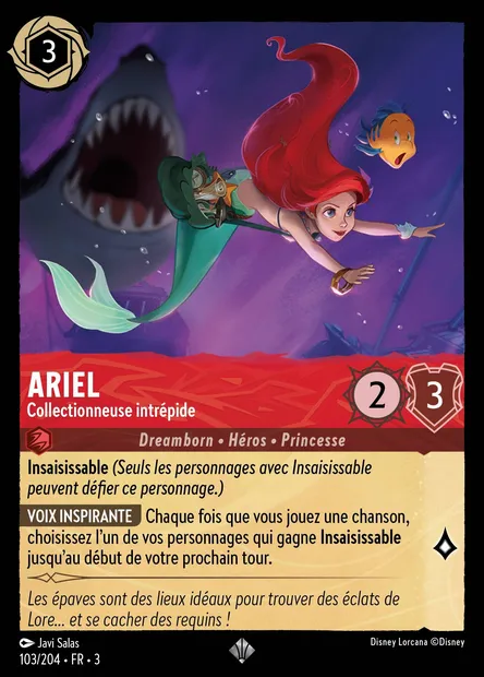Ariel - Collectionneuse intrépide, carte Disney Lorcana CH3-103 — extension Les Terres d'Encres