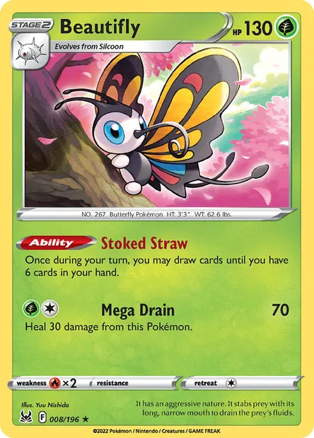 Beautifly, Pokémon card LOR 008 — Lost Origin set