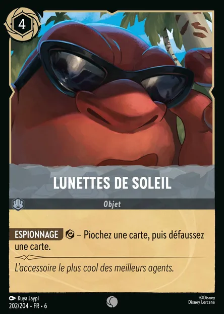 Lunettes de soleil, carte Disney Lorcana CH6-202 — extension La Mer Azurite