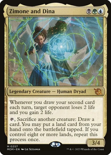Zimone and Dina, Magic card PMOM 257p — March of the Machine Promos set