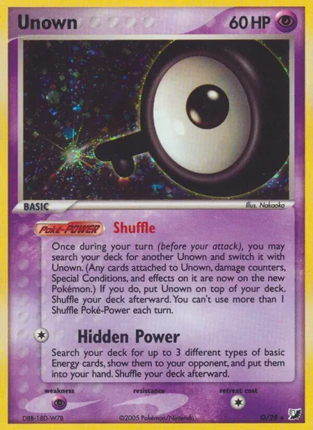 Unown, Pokémon card EXU Q — Unseen Forces Unown Collection set