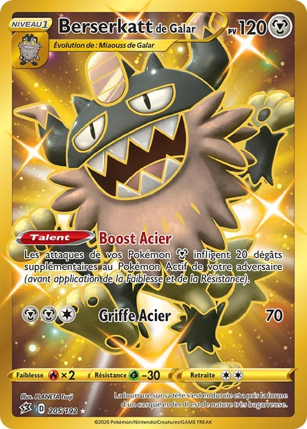 Berserkatt de Galar, carte Pokémon RCL 205 — extension Clash des Rebelles