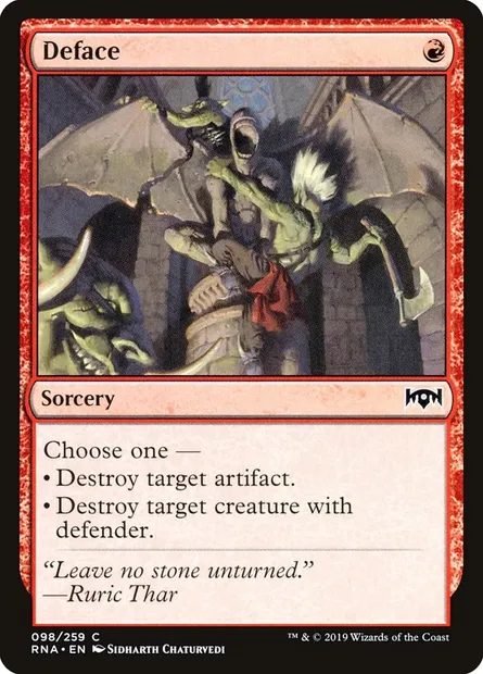 Deface, Magic card RNA 98 — Ravnica Allegiance set