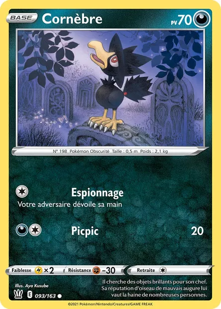 Cornèbre, carte Pokémon BST 93 — extension Styles de combat
