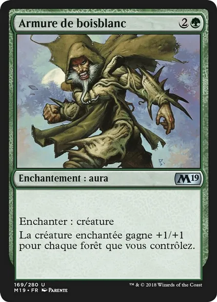 Armure de boisblanc, carte Magic M19 169 — extension Core Set 2019