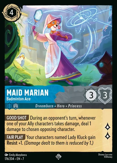 Maid Marian - Badminton Ace, Disney Lorcana card CH7-176 — Archazia's Island set
