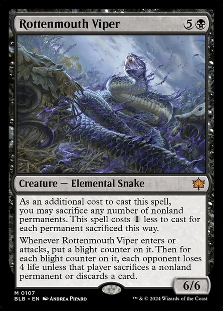 Rottenmouth Viper, Magic card BLB 107 — Bloomburrow set