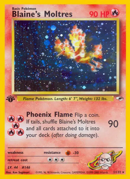 Blaine's Moltres, carte Pokémon GH 1 — extension Gym Heroes