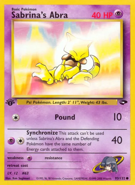 Sabrina's Abra, carte Pokémon GC 93 — extension Gym Challenge