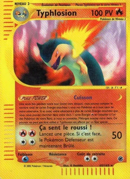 Typhlosion, carte Pokémon EX 65 — extension Expedition