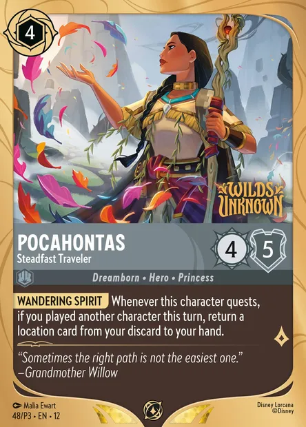 Pocahontas - Steadfast Traveler, Disney Lorcana card P3-048 — P3 set