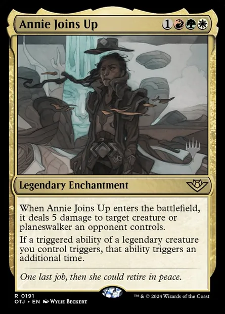 Annie rejoint l'équipe, carte Magic POTJ 191p — extension Outlaws of Thunder Junction Promos