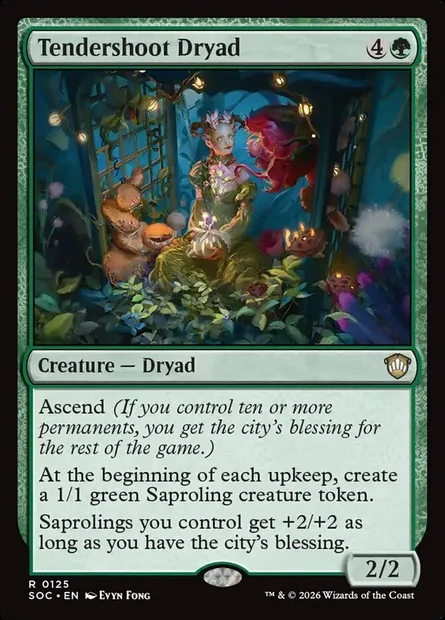 Tendershoot Dryad, Magic card SOC 125 — Secrets of Strixhaven Commander set