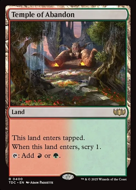 Temple of Abandon, Magic card TDC 400 — Tarkir: Dragonstorm Commander set