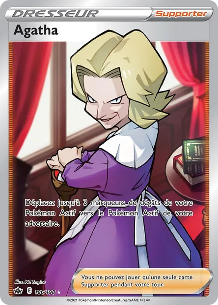 Agatha, carte Pokémon CRE 186 — extension Règne de Glace