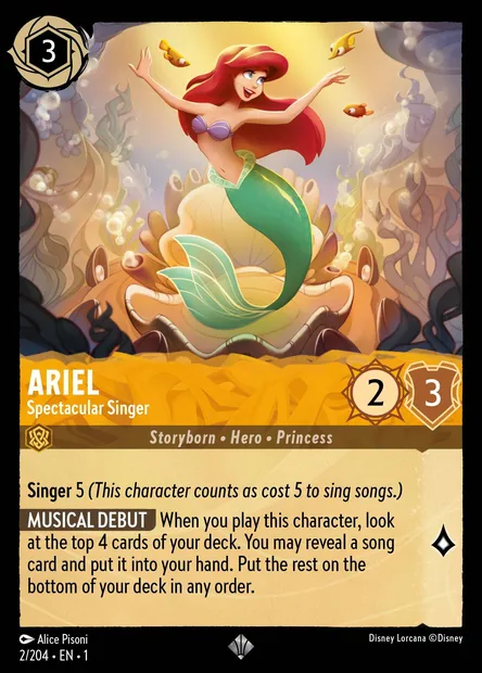 Ariel - Spectacular Singer, Disney Lorcana card CH1-002 — The First Chapter set