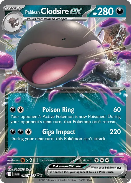 Paldean Clodsire ex, Pokémon card JTG 094 — Journey Together set