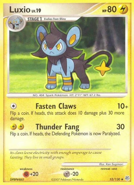 Luxio, carte Pokémon DP 52 — extension Diamant & Perle