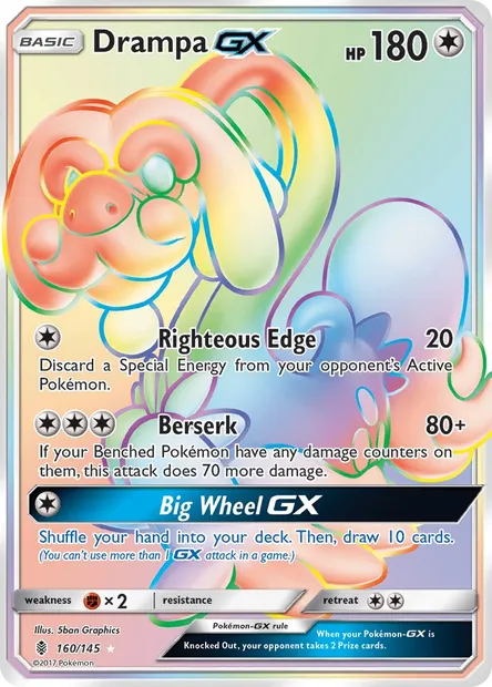 Drampa GX, Pokémon card GRI 160 — Guardians Rising set
