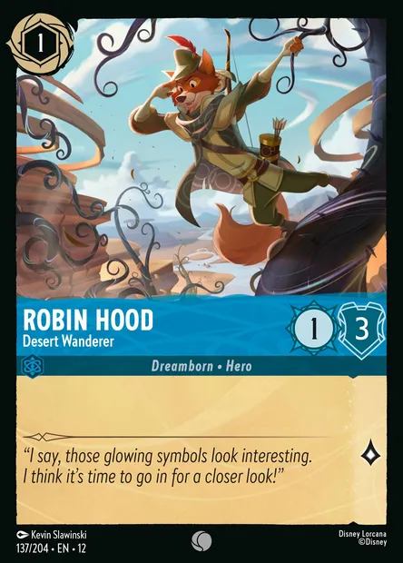 Robin Hood - Desert Wanderer, Disney Lorcana card CH12-137 — Wilds Unknown set