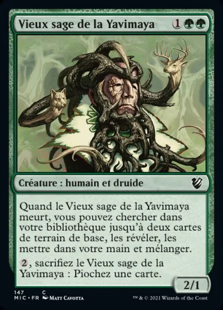 Vieux sage de la Yavimaya, carte Magic MIC 147 — extension Midnight Hunt Commander