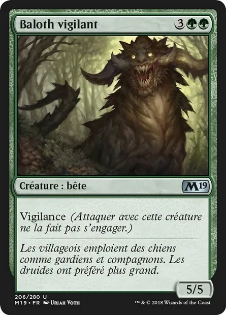 Baloth vigilant, carte Magic M19 206 — extension Core Set 2019