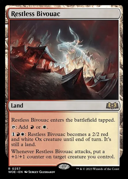 Restless Bivouac, Magic card WOE 257 — Wilds of Eldraine set