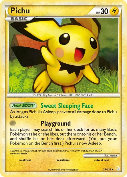 Pichu, Pokémon card HS 28 — HeartGold SoulSilver set