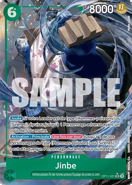 Jinbe, carte One Piece OP11-031 — extension DES POINGS VIFS COMME L'ÉCLAIR