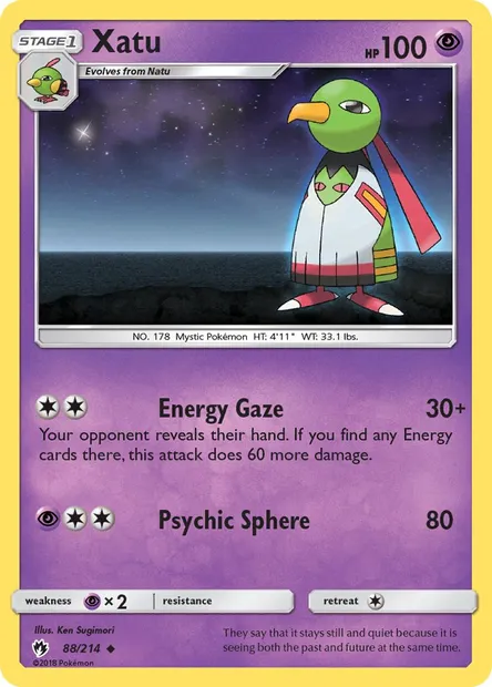Xatu, Pokémon card LOT 88 — Lost Thunder set