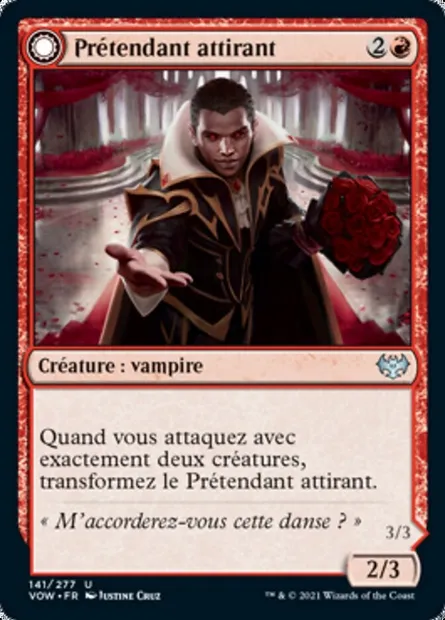 Prétendant attirant // Danseur mortel, carte Magic VOW 141 — extension Innistrad : noce écarlate