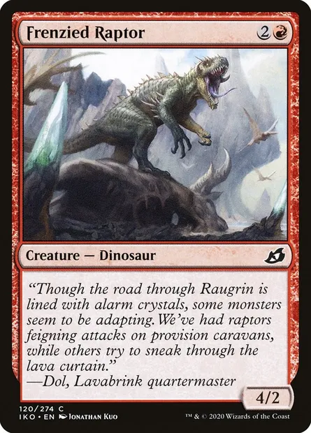 Frenzied Raptor, Magic card IKO 120 — Ikoria: Lair of Behemoths set