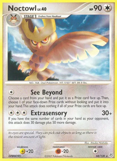Noctowl, Pokémon card DP 34 — Diamond & Pearl set