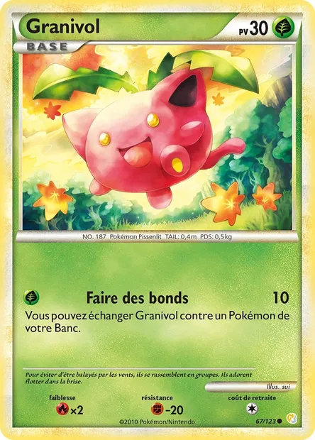 Granivol, carte Pokémon HS 67 — extension HeartGold SoulSilver