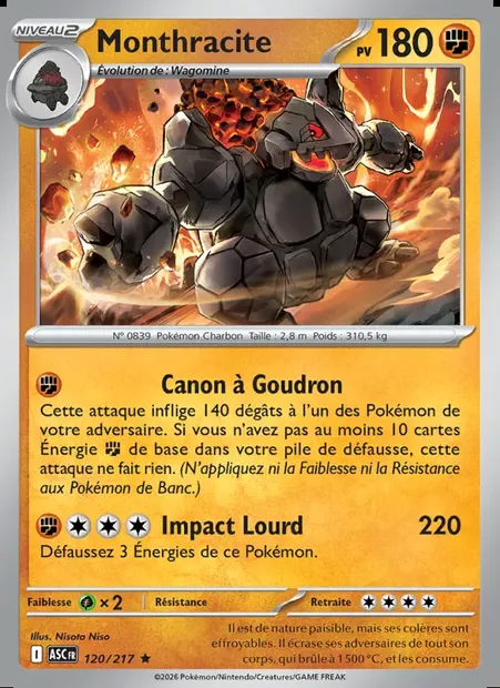 Monthracite, carte Pokémon ASC 120 — extension Héros Transcendants
