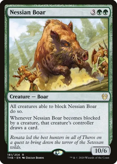 Nessian Boar, Magic card PTHB 181p — Theros Beyond Death Promos set