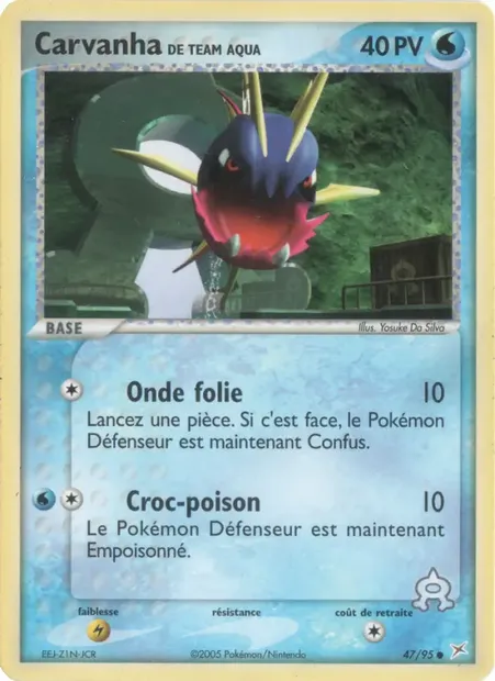 Carvanha de Team Aqua, carte Pokémon MA 47 — extension EX Team Magma vs Team Aqua
