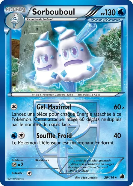Sorbouboul, carte Pokémon PLF 29 — extension Glaciation Plasma