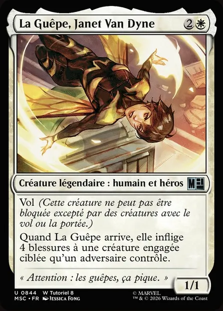 La Guêpe, Janet Van Dyne, carte Magic MSC 844 — extension Marvel Super Heroes Commander