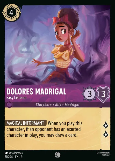 Dolores Madrigal - Easy Listener, Disney Lorcana card CH9-051 — Fabled set