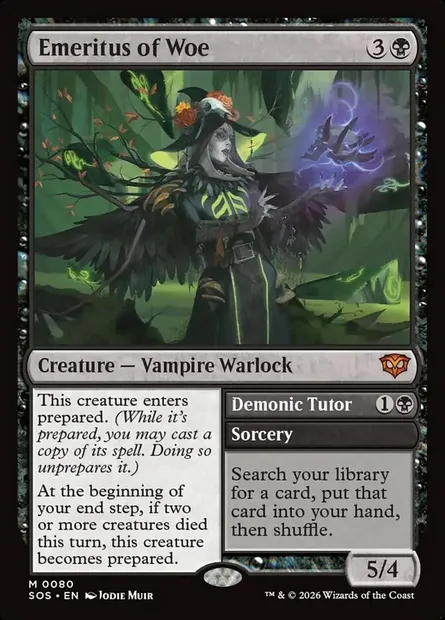 Emeritus of Woe // Demonic Tutor, Magic card SOS 80 — Secrets of Strixhaven set