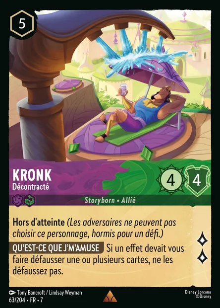 Kronk - Décontracté, carte Disney Lorcana CH7-063 — extension L'île d'Archazia