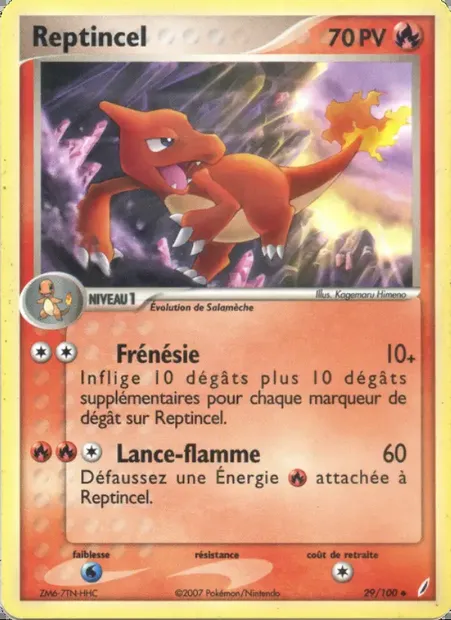 Reptincel, carte Pokémon CG 29 — extension EX Gardiens de Cristal