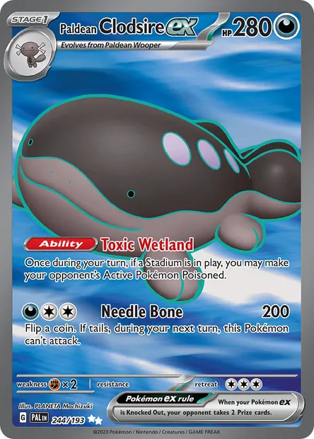 Paldean Clodsire ex, Pokémon card PAL 244 — Paldea Evolved set